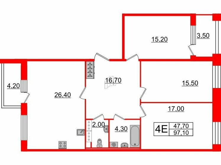 97,1 м², 3-комнатная квартира 31 460 400 ₽ - изображение 39