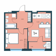 Квартира 38,6 м², 1-комнатная - изображение 2