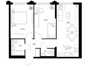 Квартира 56,9 м², 2-комнатная - изображение 1