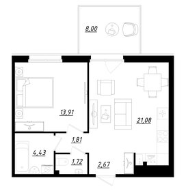 45,9 м², 1-комнатная квартира 6 325 543 ₽ - изображение 17