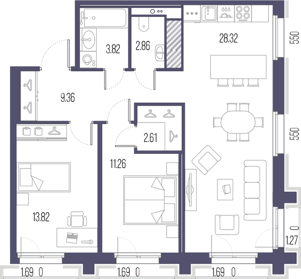 72,1 м², 2-комнатная квартира 27 623 970 ₽ - изображение 14