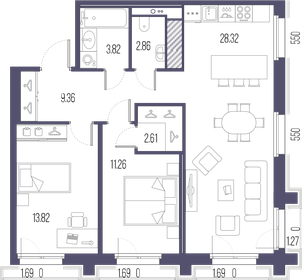 70,4 м², 2-комнатная квартира 29 658 132 ₽ - изображение 23