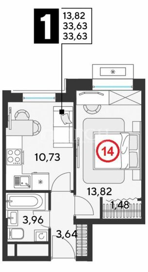 33,6 м², 1-комнатная квартира 7 971 000 ₽ - изображение 25