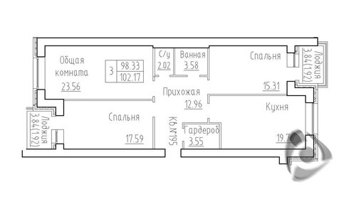 100,4 м², 3-комнатная квартира 11 500 000 ₽ - изображение 38