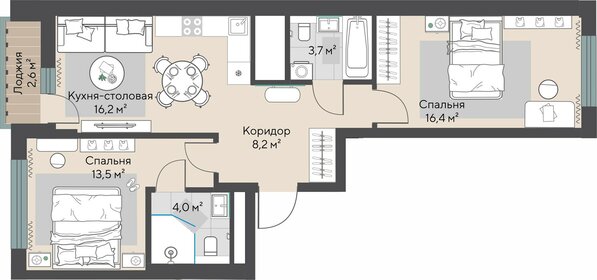 62 м², 2-комнатная квартира 8 710 335 ₽ - изображение 41