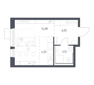 Квартира 27 м², студия - изображение 1