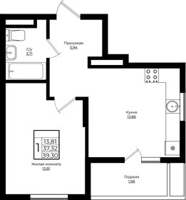 Квартира 39,3 м², 1-комнатная - изображение 1