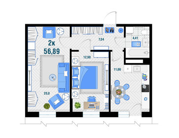 56,8 м², 2-комнатная квартира 6 300 000 ₽ - изображение 16