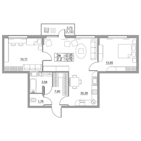 84 м², 3-комнатная квартира 10 500 000 ₽ - изображение 63