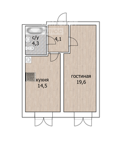 Квартира 42,5 м², 1-комнатная - изображение 1