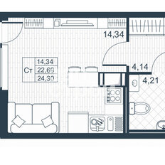 Квартира 24,3 м², студия - изображение 1