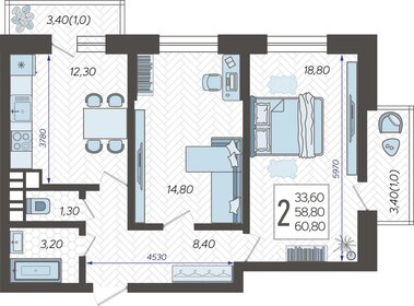 60 м², 2-комнатная квартира 8 950 000 ₽ - изображение 39