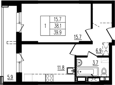 39 м², 1-комнатная квартира 6 499 000 ₽ - изображение 46
