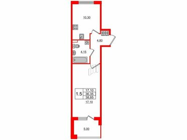 45 м², 2-комнатная квартира 6 500 000 ₽ - изображение 45