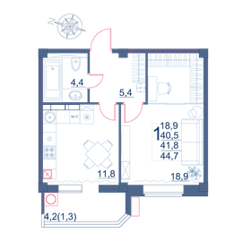 43,6 м², 1-комнатная квартира 7 300 000 ₽ - изображение 72