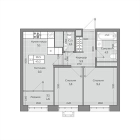 Квартира 45,2 м², 3-комнатная - изображение 1