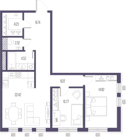 Квартира 76,1 м², 2-комнатная - изображение 1