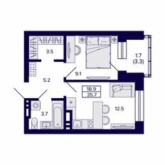 Квартира 35,7 м², 1-комнатная - изображение 3