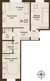 Квартира 53,8 м², 3-комнатная - изображение 1