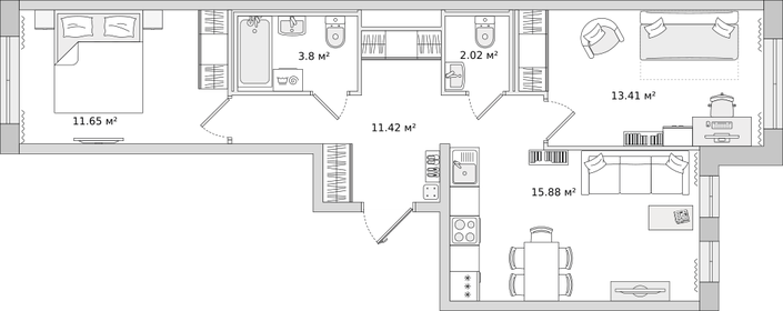 58,2 м², 2-комнатная квартира 9 215 000 ₽ - изображение 50