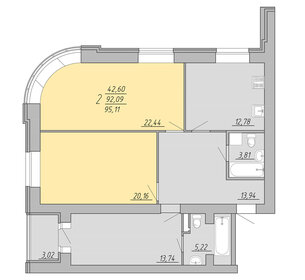 Квартира 95,1 м², 2-комнатная - изображение 1