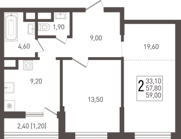 58,7 м², 2-комнатная квартира 6 200 000 ₽ - изображение 101