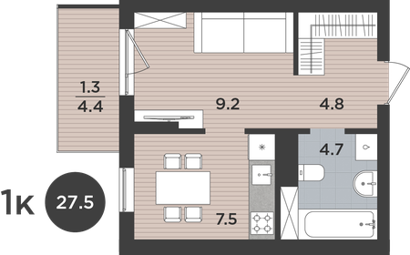 25 м², квартира-студия 3 800 000 ₽ - изображение 8