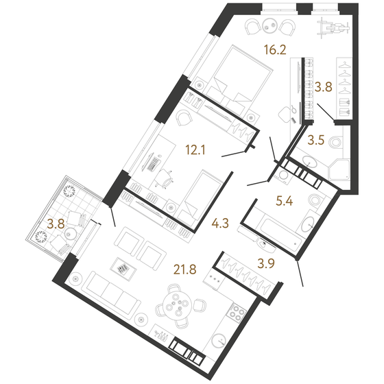 71 м², 2-комнатная квартира 24 738 884 ₽ - изображение 1