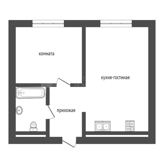 35,4 м², 1-комнатная квартира 6 710 000 ₽ - изображение 1