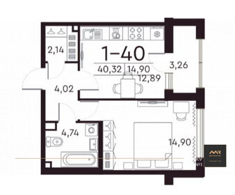 Квартира 40,4 м², 1-комнатная - изображение 1