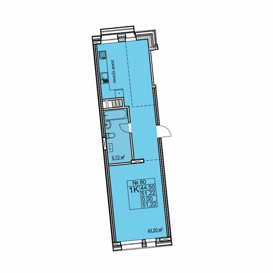 51,2 м², 1-комнатная квартира 18 960 000 ₽ - изображение 1