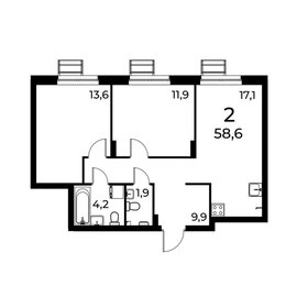 Квартира 58,6 м², 2-комнатная - изображение 1