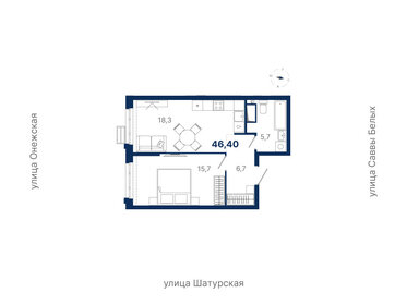 Квартира 46,4 м², 1-комнатная - изображение 1