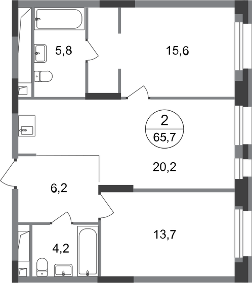 65,7 м², 2-комнатная квартира 14 980 983 ₽ - изображение 1