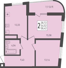 58,4 м², 2-комнатная квартира 7 506 970 ₽ - изображение 18