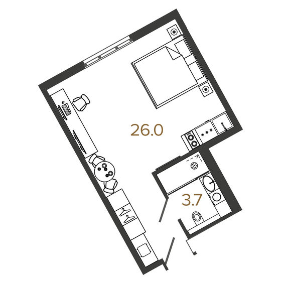 29,7 м², апартаменты-студия 10 100 000 ₽ - изображение 1