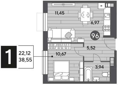 37,3 м², 1-комнатная квартира 5 479 475 ₽ - изображение 11