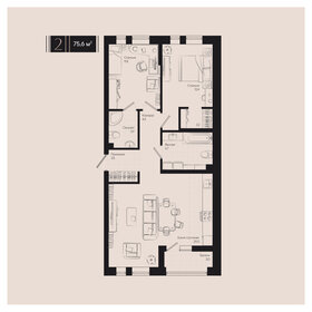 Квартира 75,6 м², 2-комнатная - изображение 1