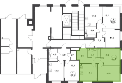 Квартира 52,4 м², 2-комнатная - изображение 2