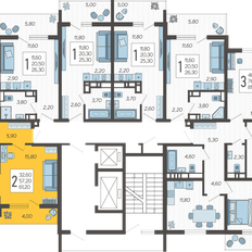 Квартира 61,2 м², 2-комнатная - изображение 2