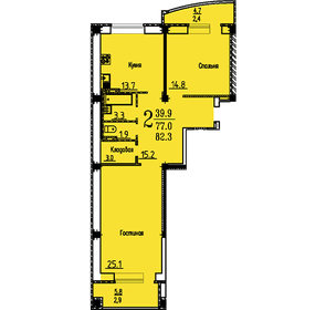 Квартира 82,3 м², 2-комнатная - изображение 1