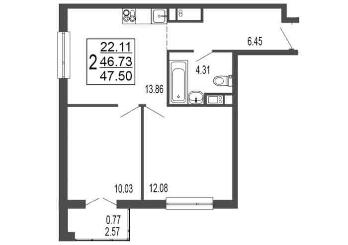 46,7 м², 2-комнатная квартира 5 989 000 ₽ - изображение 40