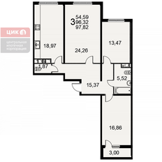 Квартира 97,8 м², 3-комнатная - изображение 2