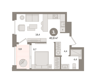 43 м², 1-комнатная квартира 24 500 000 ₽ - изображение 69