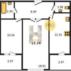 Квартира 57,7 м², 2-комнатная - изображение 3