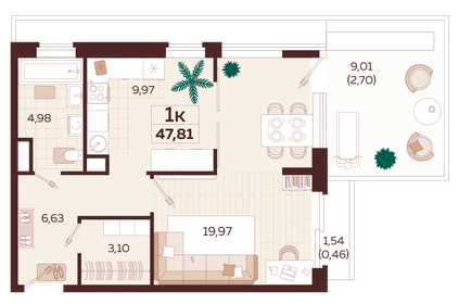 83,3 м², 1-комнатная квартира 63 000 000 ₽ - изображение 90