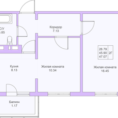 Квартира 47,1 м², 2-комнатная - изображение 3