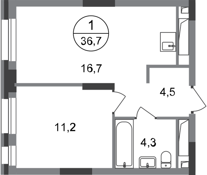 36,7 м², 1-комнатная квартира 8 691 137 ₽ - изображение 1