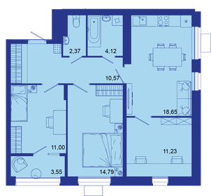 Квартира 76,5 м², 3-комнатная - изображение 1