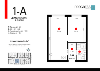 34,7 м², 1-комнатная квартира 4 856 000 ₽ - изображение 40